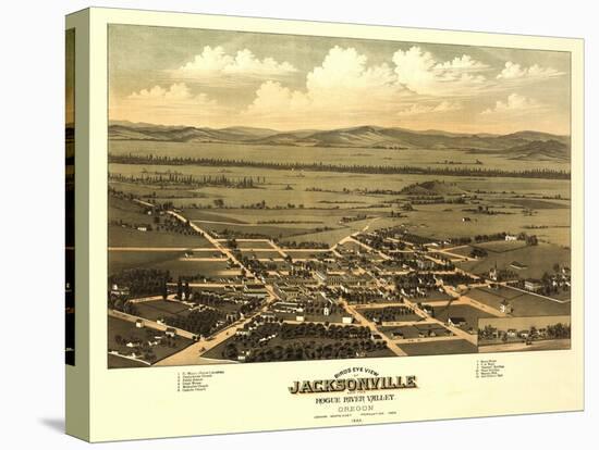 Oregon - Panoramic Map of Jacksonville-Lantern Press-Stretched Canvas