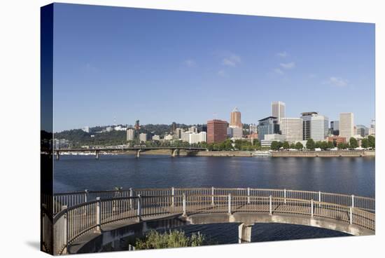 Oregon, Portland. Downtown from across the Willamette River-Brent Bergherm-Premier Image Canvas