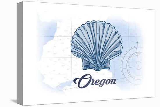 Oregon - Scallop Shell - Blue - Coastal Icon-Lantern Press-Stretched Canvas