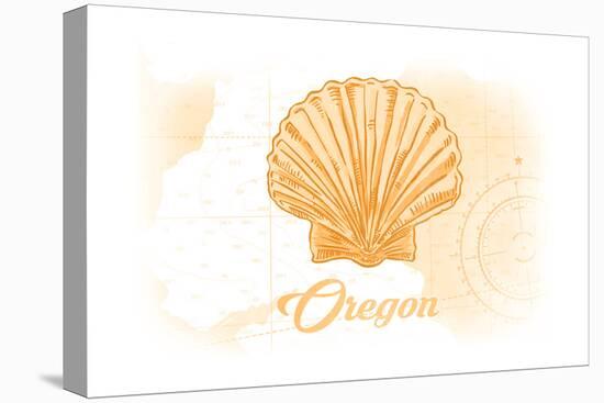 Oregon - Scallop Shell - Yellow - Coastal Icon-Lantern Press-Stretched Canvas