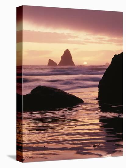 Oregon, Sunset over Sea Stacks at Meyers Creek Beach-Christopher Talbot Frank-Premier Image Canvas