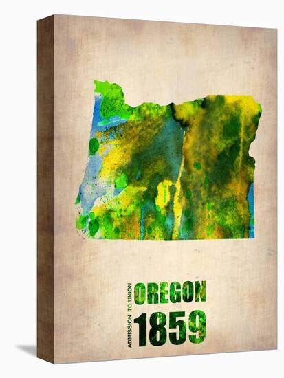 Oregon Watercolor Map-NaxArt-Stretched Canvas