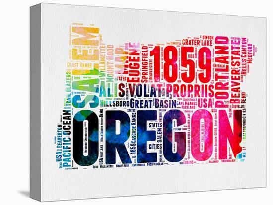 Oregon Watercolor Word Cloud-NaxArt-Stretched Canvas