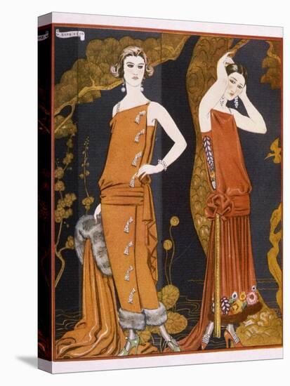 Orientally Inspired Gowns by Worth in Lacquer Reds-Georges Barbier-Premier Image Canvas