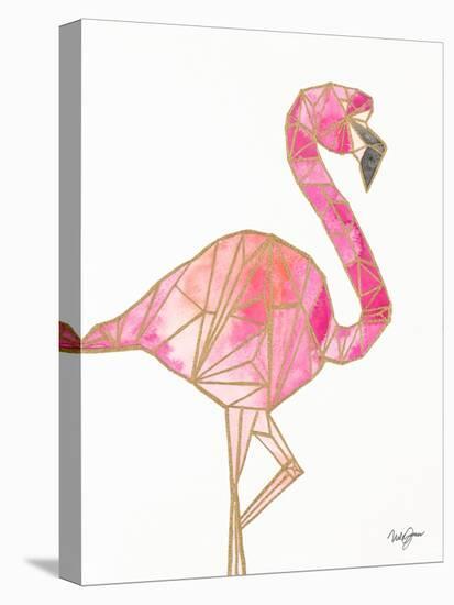 Origami Flamingo-Nola James-Stretched Canvas