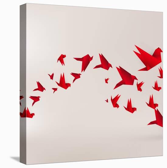 Origami Paper Bird on Abstract Background-Tarchyshnik Andrei-Stretched Canvas