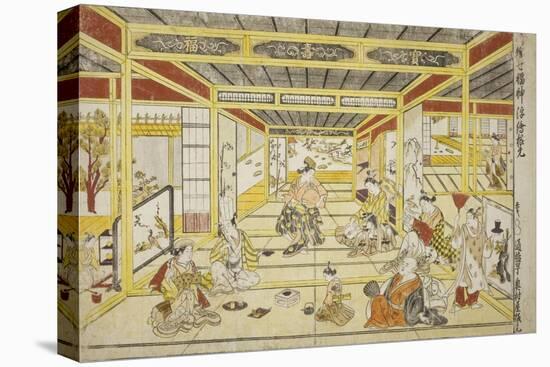 Original Perspective Picture of the Fashionable Seven Gods of Good Fortune , 1740s-Okumura Masanobu-Premier Image Canvas