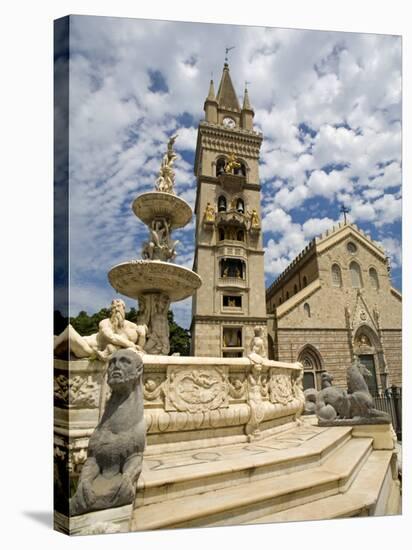 Orione Fountain, Clock Tower and Duomo, Messina, Sicily, Italy, Europe-Richard Cummins-Premier Image Canvas