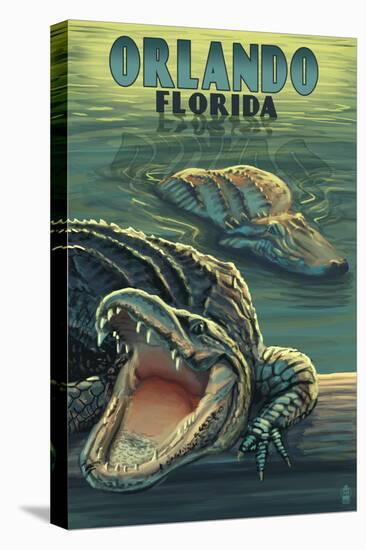Orlando, Florida - Alligators-Lantern Press-Stretched Canvas