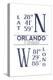 Orlando, Florida - Latitude and Longitude (Blue)-Lantern Press-Stretched Canvas