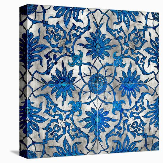 Ornate In Silver and Blue-Ellie Roberts-Stretched Canvas
