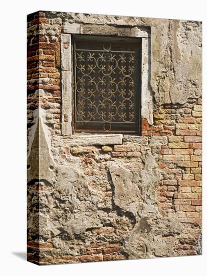 Ornate Metalwork Window Covering Along Side Street, Venice, Italy-Dennis Flaherty-Premier Image Canvas