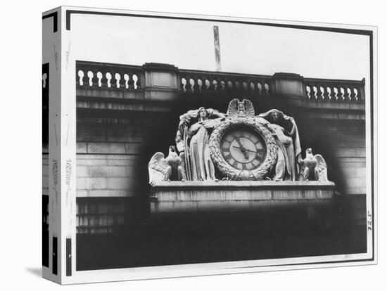 Ornate Sculptural Exterior Clock on Neo Classical Facade of Penn Station, Soon to Be Demolished-Walker Evans-Premier Image Canvas