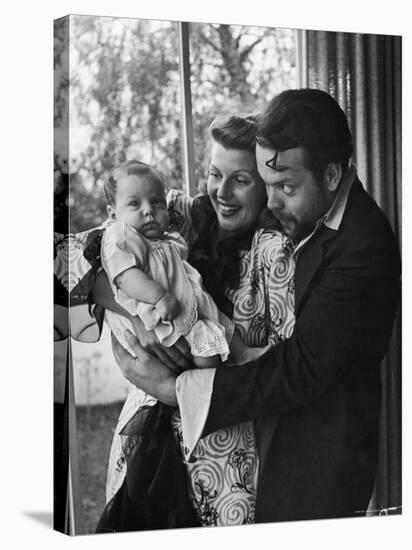 Orson Welles, Wife Rita Hayworth and Infant Daughter Rebecca at Home-Peter Stackpole-Premier Image Canvas