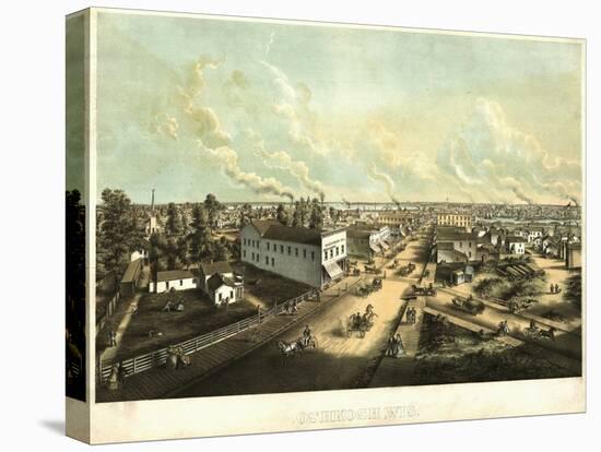 Oshkosh, Wisconsin - Panoramic Map-Lantern Press-Stretched Canvas