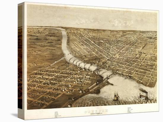 Oshkosh, Wisconsin - Panoramic Map-Lantern Press-Stretched Canvas