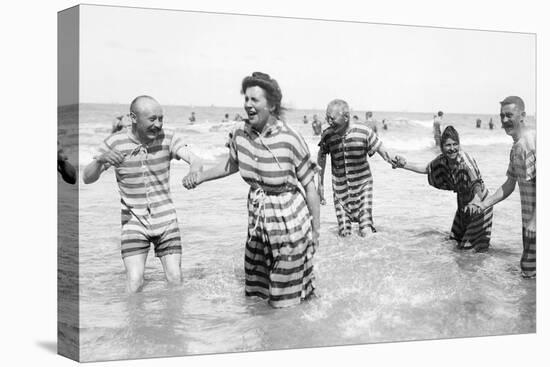 Ostend Seaside, Five Striped Bathers, c.1900-Andrew Pitcairn-knowles-Premier Image Canvas