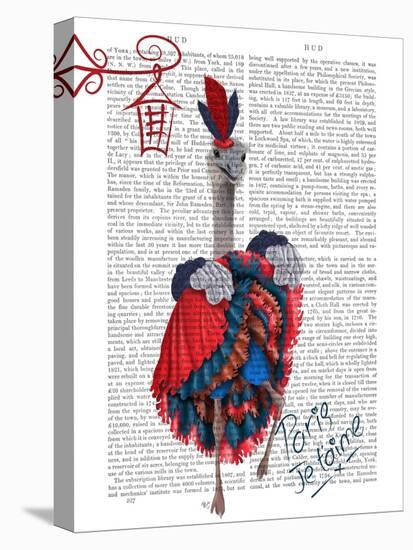 Ostrich, Can Can in Red and Blue-Fab Funky-Stretched Canvas