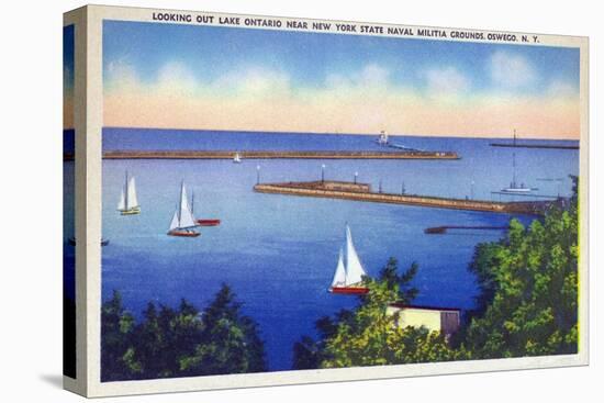 Oswego, New York - Lake Ontario View near NY State Naval Militia Grounds-Lantern Press-Stretched Canvas