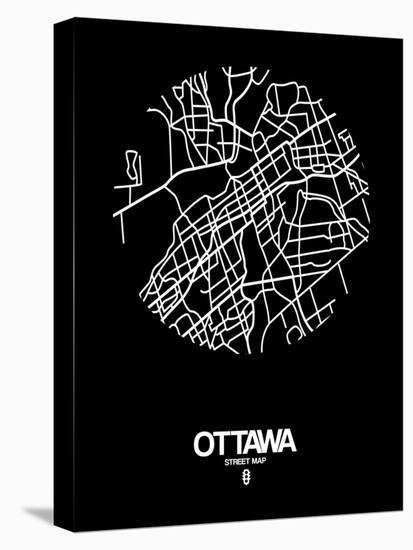 Ottawa Street Map Black-NaxArt-Stretched Canvas
