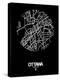 Ottawa Street Map Black-NaxArt-Stretched Canvas