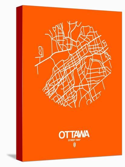 Ottawa Street Map Orange-NaxArt-Stretched Canvas