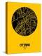 Ottawa Street Map Yellow-NaxArt-Stretched Canvas