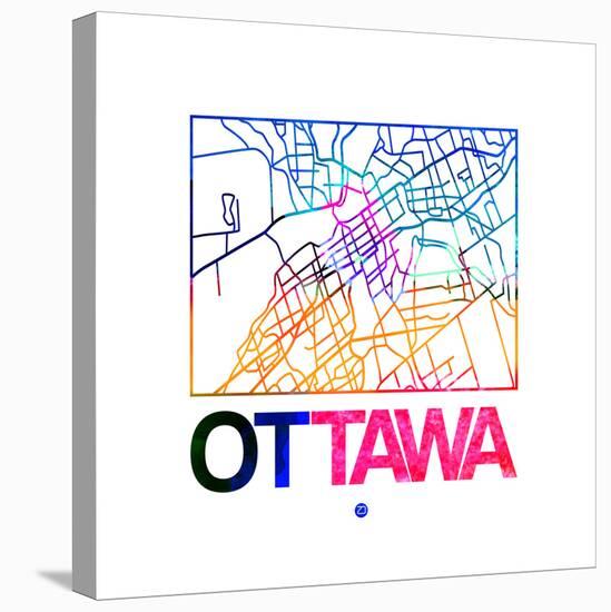 Ottawa Watercolor Street Map-NaxArt-Stretched Canvas