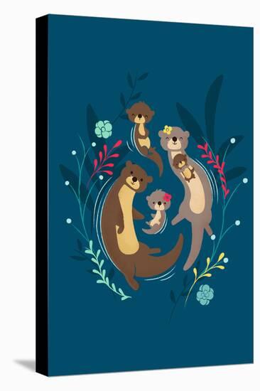 Otter Family-Jay Fleck-Stretched Canvas