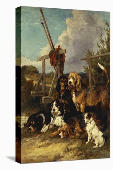 Otter Hounds by a Bridge - Tired Out, 1881-John Emms-Premier Image Canvas