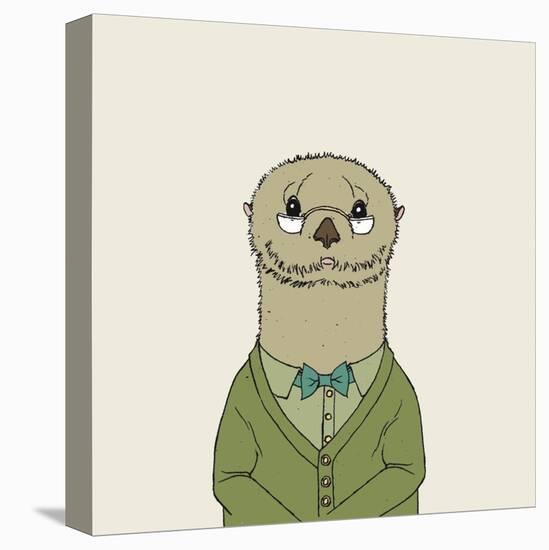 Otter on Cream-Wild Apple Portfolio-Stretched Canvas