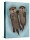 Otters Holding Hands-Fab Funky-Stretched Canvas