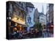 Outdoor Cafes and Brousaille Wall Mural of a Couple Walking Arm in Arm, Brussels, Belgium, Europe-Christian Kober-Premier Image Canvas