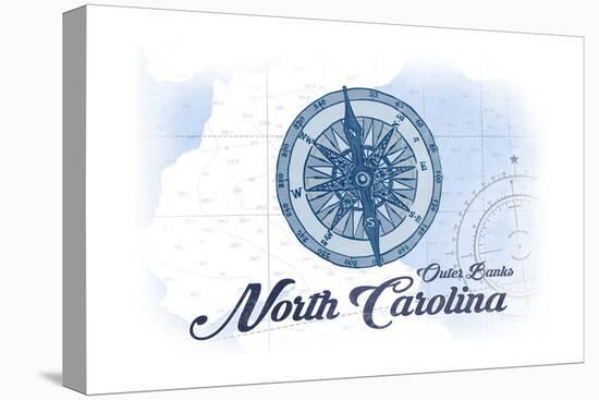Outer Banks, North Carolina - Compass - Blue - Coastal Icon-Lantern Press-Stretched Canvas