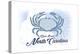 Outer Banks, North Carolina - Crab - Blue - Coastal Icon-Lantern Press-Stretched Canvas