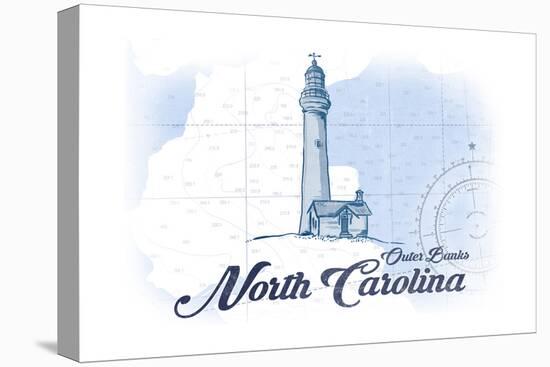 Outer Banks, North Carolina - Lighthouse - Blue - Coastal Icon-Lantern Press-Stretched Canvas