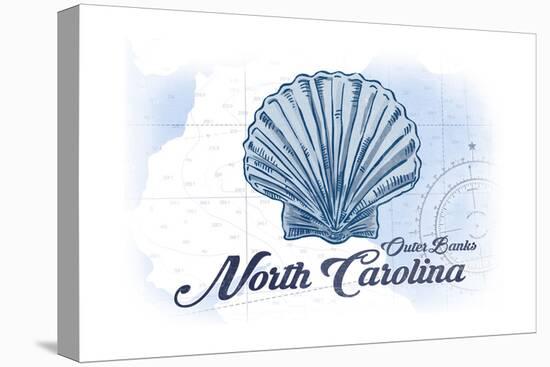 Outer Banks, North Carolina - Scallop Shell - Blue - Coastal Icon-Lantern Press-Stretched Canvas