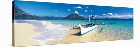 Outrigged Canoe On the Beach-null-Stretched Canvas