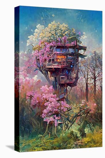 Overgrown Treehouse-null-Stretched Canvas