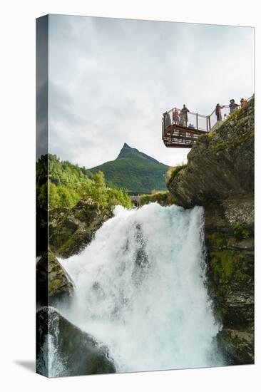 Overlook on Small Waterfall in Geiranger, Norway, Scandinavia, Europe-Amanda Hall-Premier Image Canvas