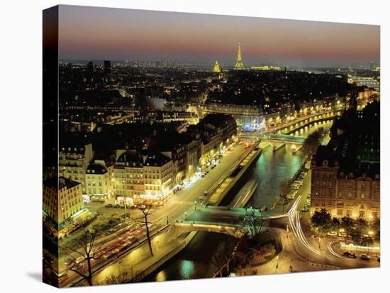 Overlooking Paris at Night-Michel Setboun-Stretched Canvas
