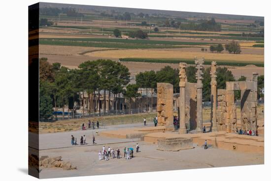 Overview of All Nations Gate and tourist groups setting off on their tours, Persepolis, UNESCO Worl-James Strachan-Premier Image Canvas