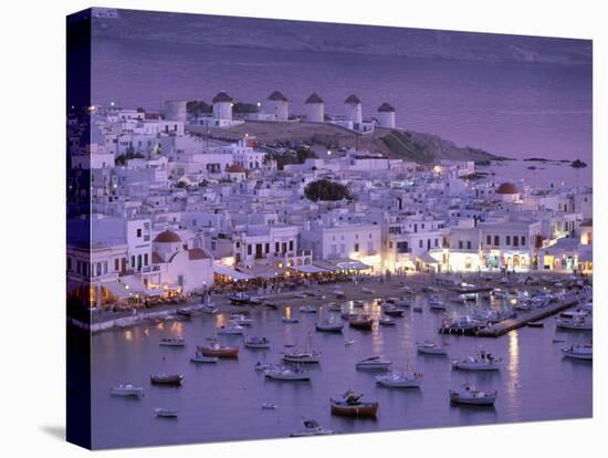 Overview of Mykonos Town harbor, Mykonos, Cyclades Islands, Greece-Walter Bibikow-Premier Image Canvas