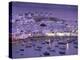 Overview of Mykonos Town harbor, Mykonos, Cyclades Islands, Greece-Walter Bibikow-Premier Image Canvas