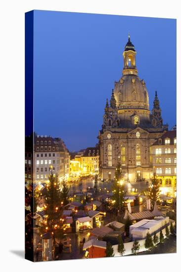 Overview of the New Market Christmas Market Beneath the Frauenkirche, Dresden, Saxony, Germany-Miles Ertman-Premier Image Canvas