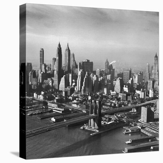 Overview Picture Looking at the Brooklyn Bridge to Manhattan-Dmitri Kessel-Premier Image Canvas