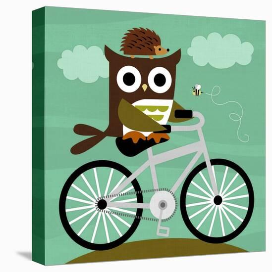 Owl and Hedgehog on Bicycle-Nancy Lee-Stretched Canvas