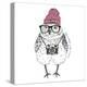 Owl Hipster with Camera-Olga_Angelloz-Stretched Canvas