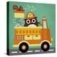 Owl in Firetruck and Squirrel-Nancy Lee-Stretched Canvas