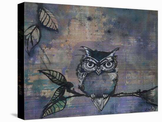 Owl On A Branch-Zwart-Premier Image Canvas